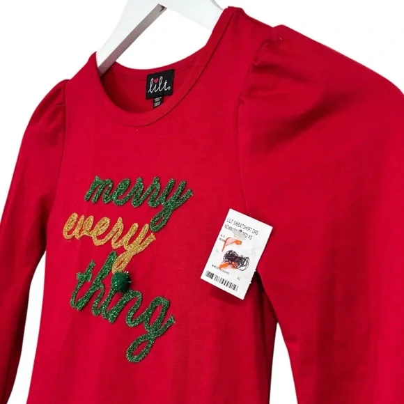 Girl’s Merry Everything Christmas Holiday Tulle Long Sleeve Dress Size 6/6X NWT - Picture 3 of 9